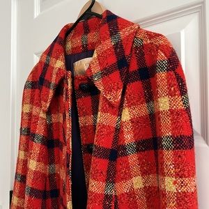 Pendleton cape red navy yellow plaid